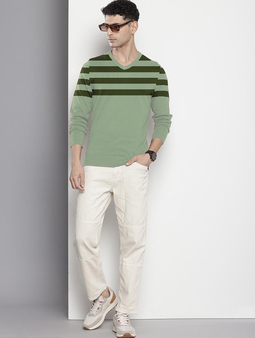 men v-neck striped pullover - 21667451 - Standard Image - 2