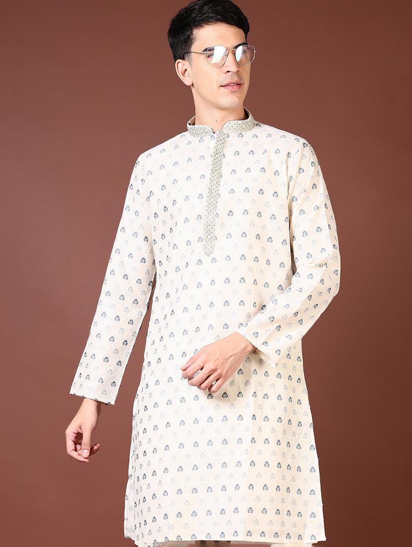 men self design mandarin neck kurta pyjama set - 21667579 - Standard Image - 2