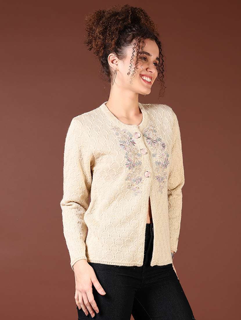 women self design long sleeve cardigan - 21667581 -  Standard Image - 2