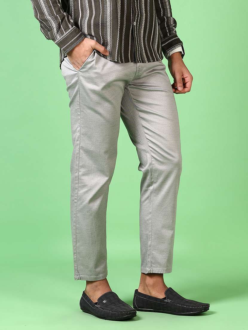 men solid mid rise flat front casual trouser - 21667599 -  Standard Image - 2