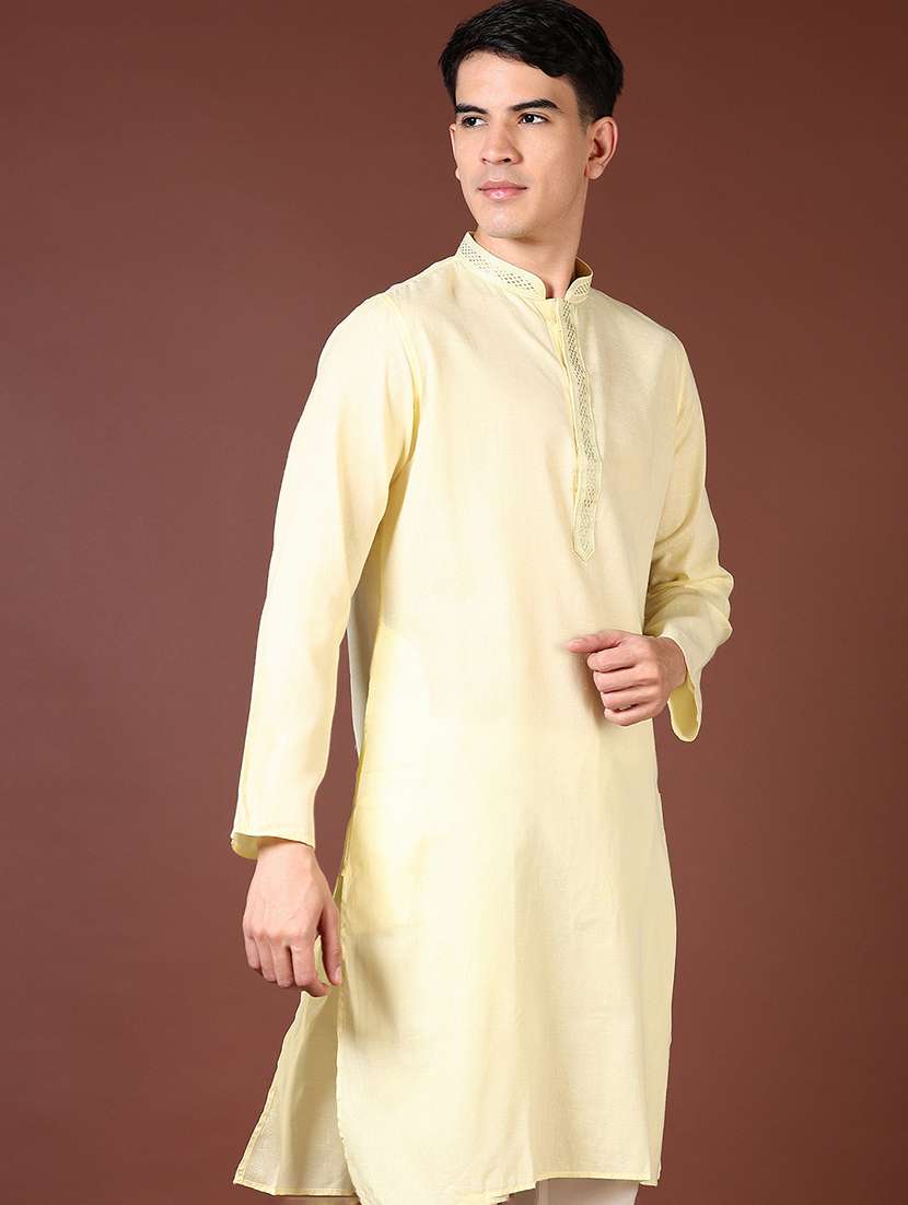 men embroidered long sleeve kurta - 21667604 -  Standard Image - 2