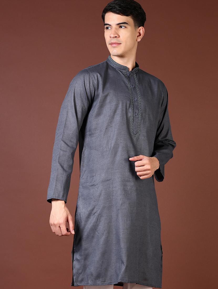 men embroidered long sleeve kurta - 21667607 - Standard Image - 2