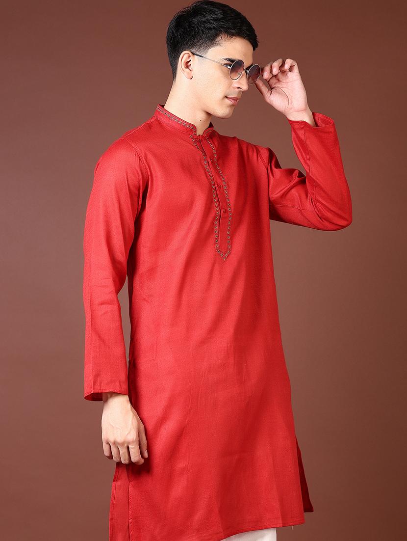 men embroidered long sleeve kurta - 21667608 - Standard Image - 2