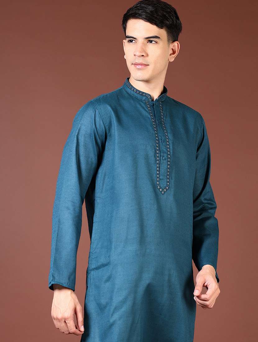 men embroidered long sleeve kurta - 21667610 -  Standard Image - 2