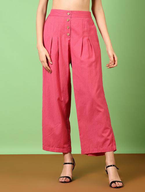 women pink solid flared palazzo - 21667668 - Standard Image - 0