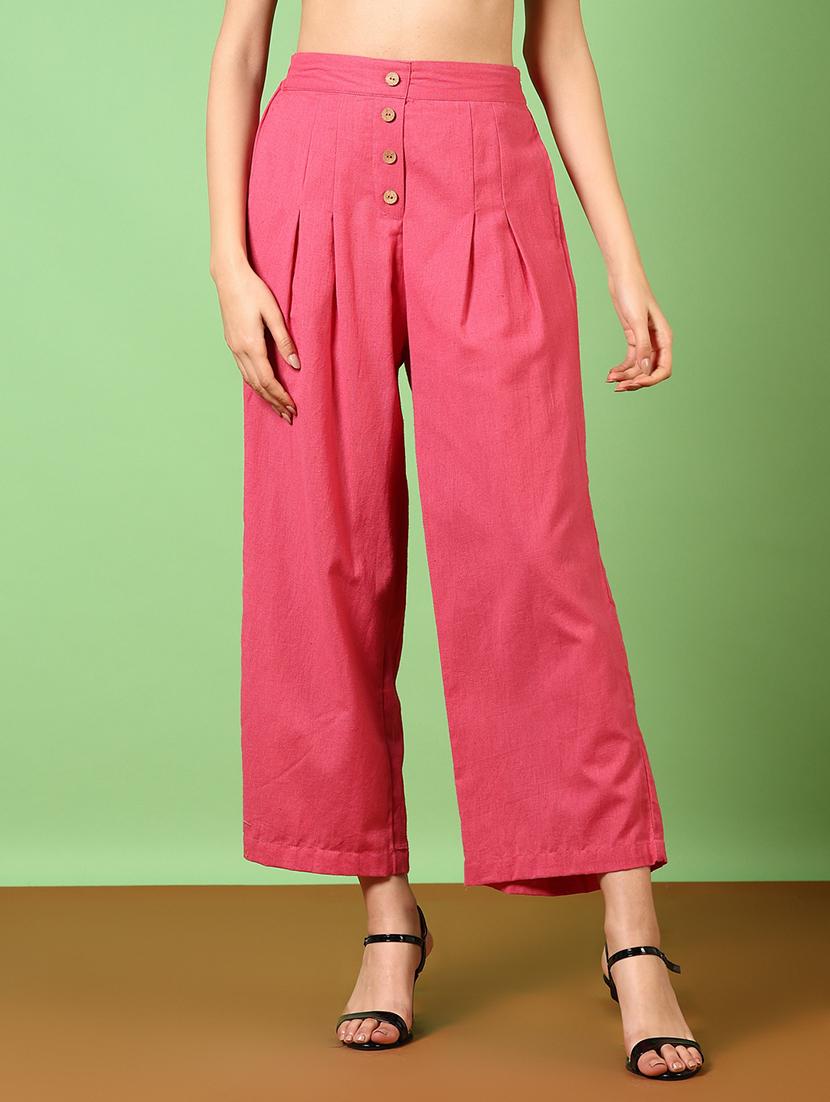 women pink solid flared palazzo - 21667668 - Zoom Image - 0