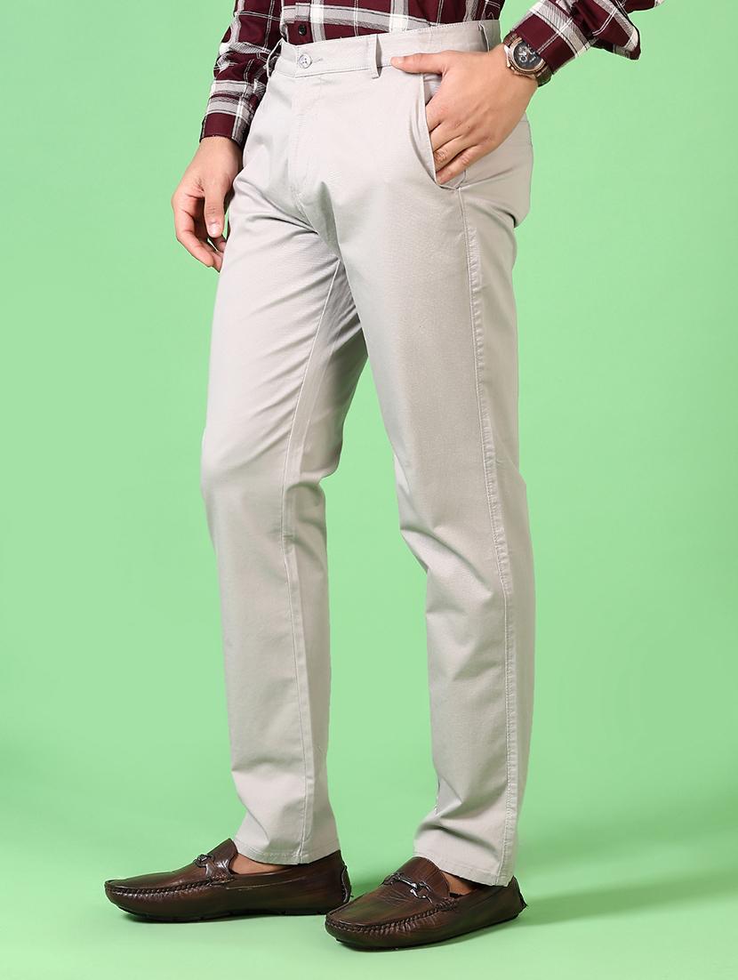 men solid flat front casual trouser - 21667682 - Standard Image - 2
