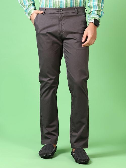 men solid flat front casual trouser - 21667683 - Standard Image - 0