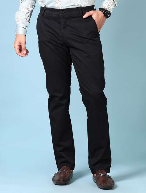men solid flat front casual trouser - 21667684 -  Standard Image - 0