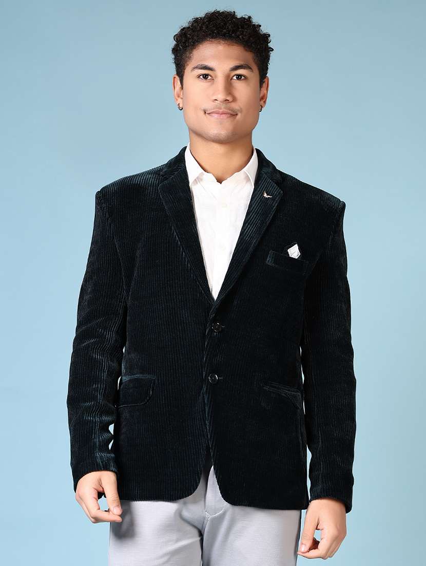 men solid long sleeve single breasted blazer