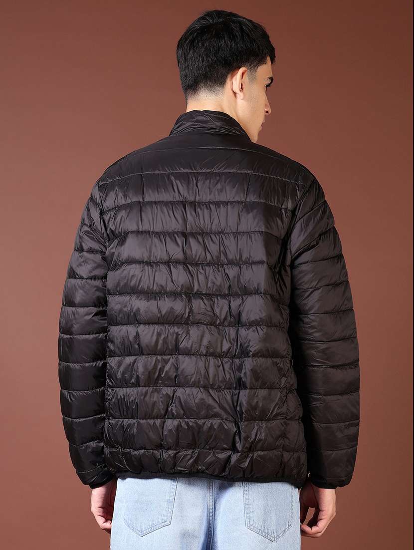 men's black stand collar quilted jacket - 21667736 -  Standard Image - 2