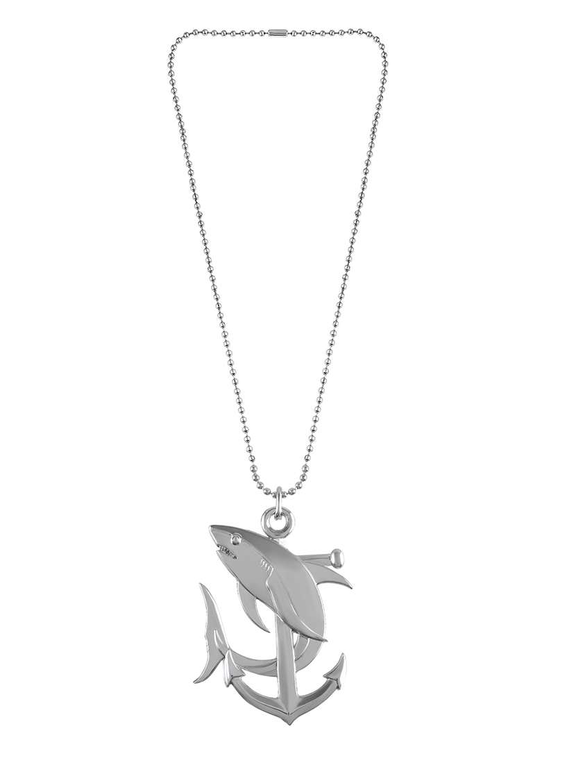 men anchor dolphin pendant with chain - 21667810 -  Standard Image - 2