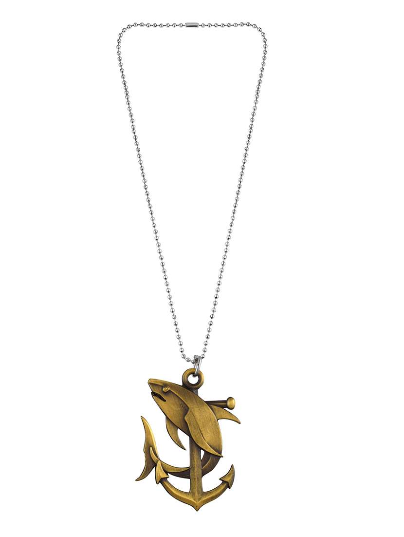 men anchor dolphin pendant with chain - 21667813 -  Standard Image - 2