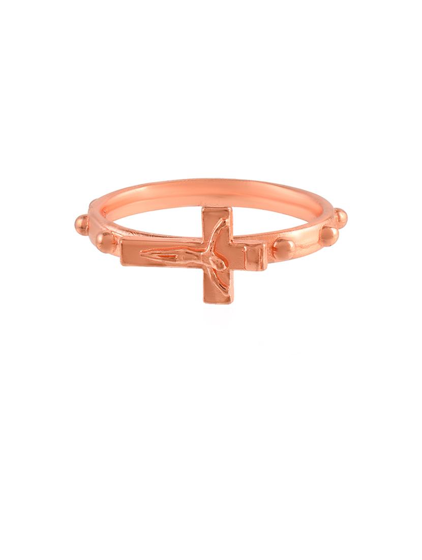 men brass rose gold crucifix cross chrisitian finger ring - 21667815 - Standard Image - 2