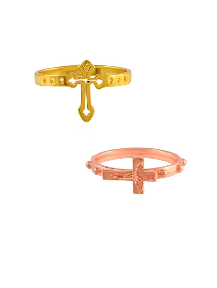 men brass crucifix cross chrisitian finger ring combo - 21667823 -  Standard Image - 2