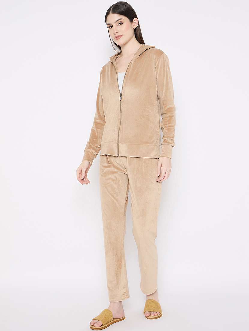 women solid nightwear sweatshirt & pyjama set - 21667826 -  Standard Image - 2