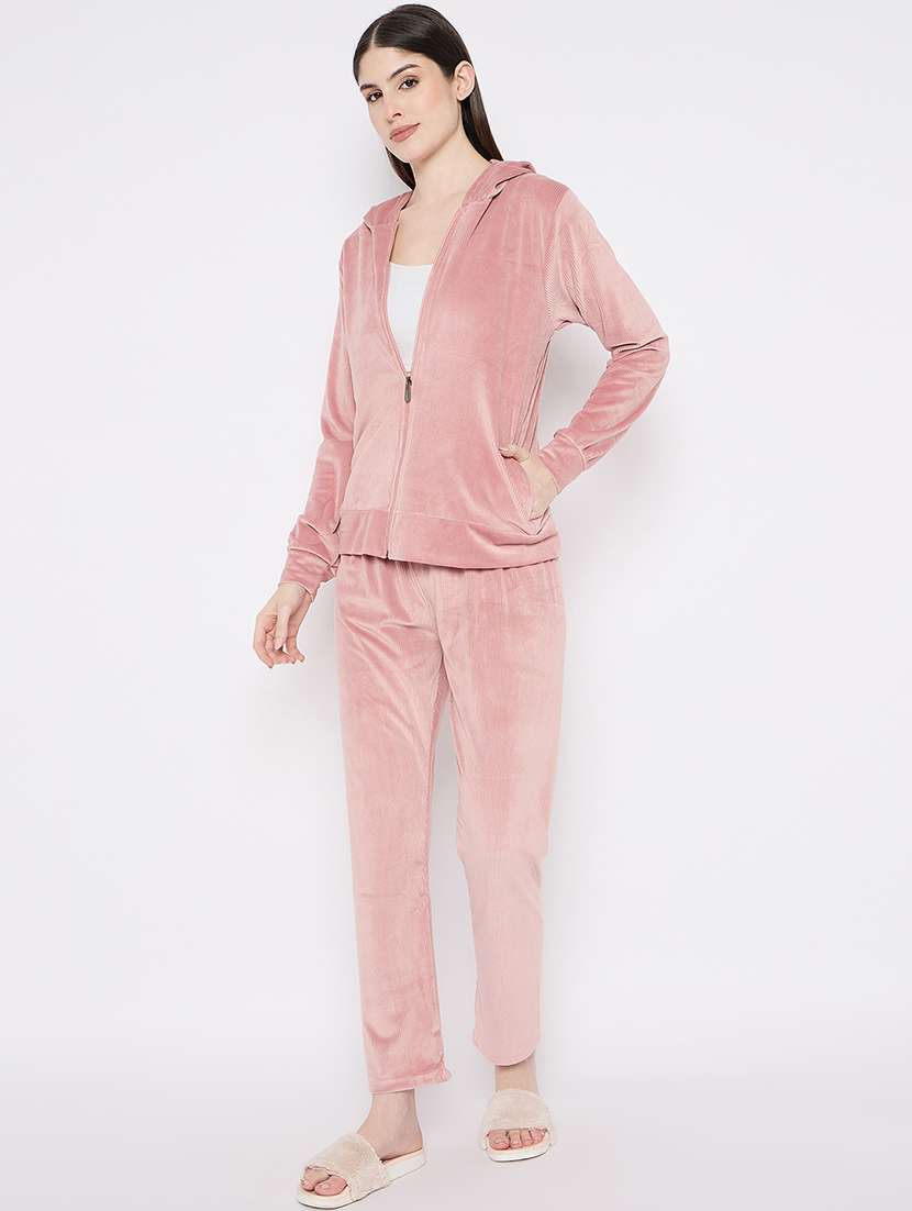 women solid nightwear sweatshirt & pyjama set - 21667831 -  Standard Image - 2