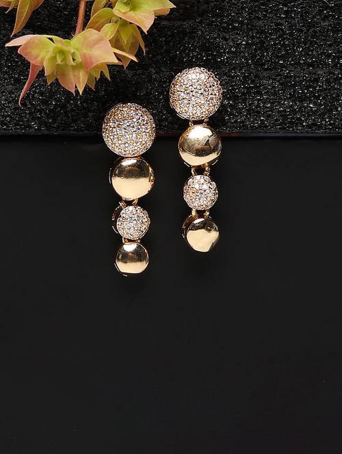 women white stone gold plated drop earrings - 21667910 - Standard Image - 0