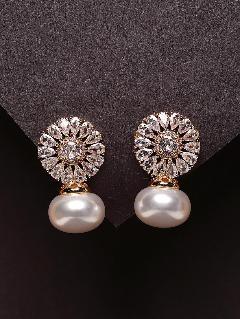 women white stone gold plated drop earrings - 21667911 - Zoom Image - 0