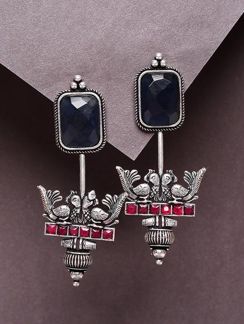multi color studded silver plated oxidized chandelier earrings - 21667941 - Standard Image - 0