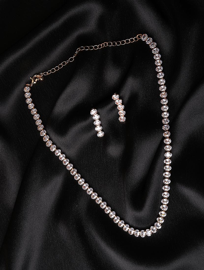 women stone gold plated necklace with earrings - 21667958 - Zoom Image - 0