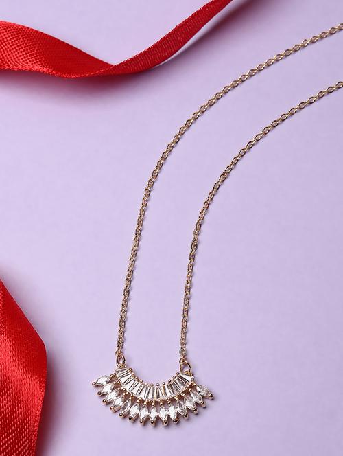 women stone gold plated pendant chain necklace - 21667961 - Standard Image - 0