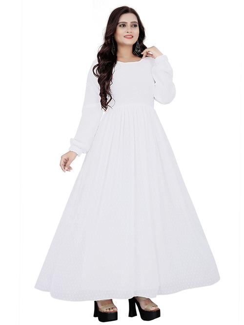 women white self design round neck fit & flare dress - 21668021 -  Standard Image - 0