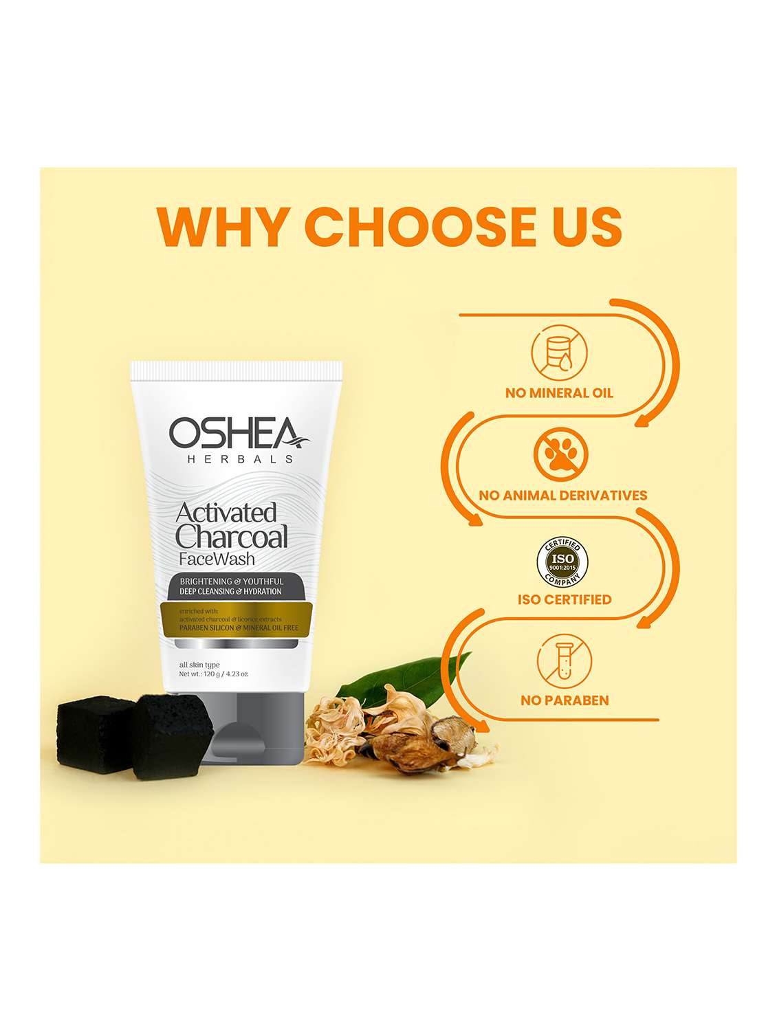 oshea herbals charcoal face wash - 21668221 - Standard Image - 2