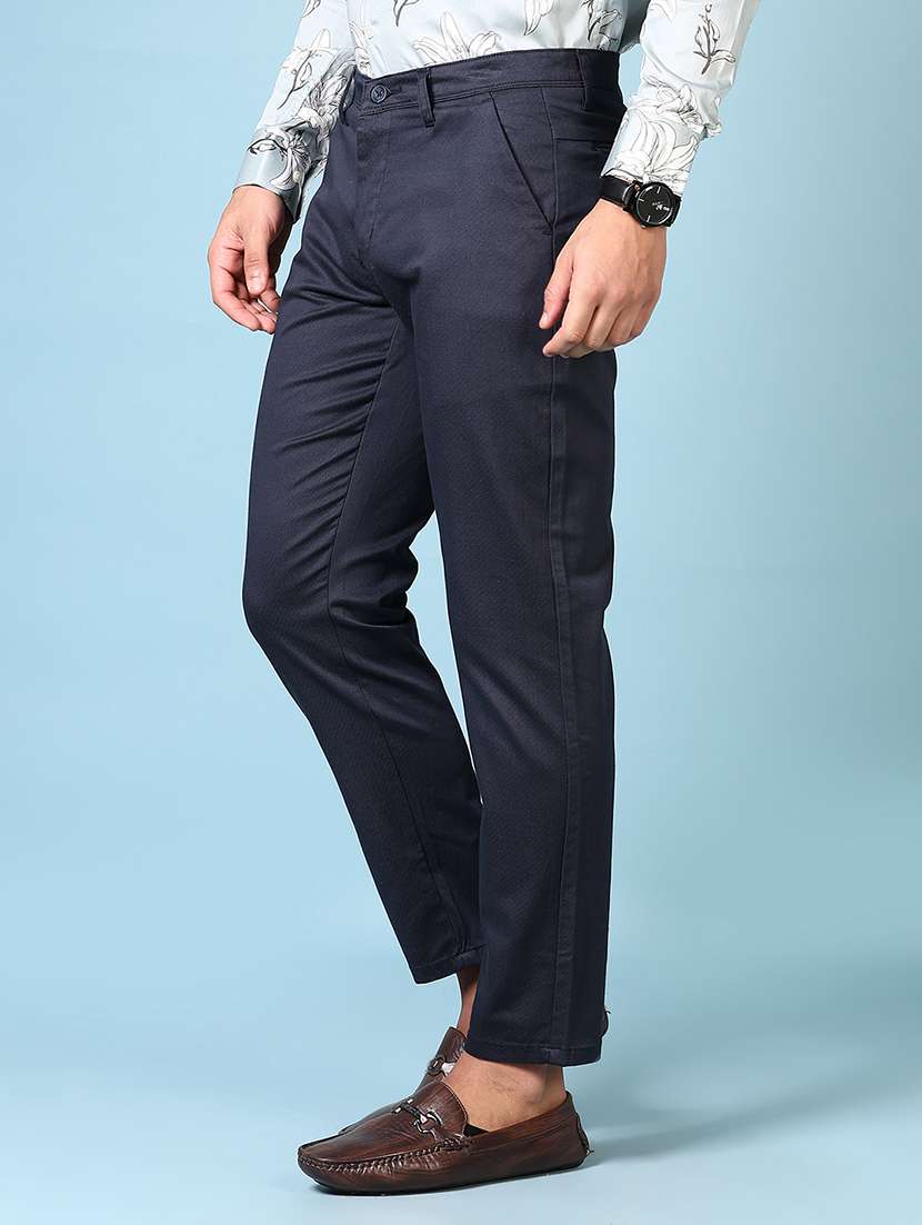 men solid mid rise flat front casual trouser - 21668405 -  Standard Image - 2