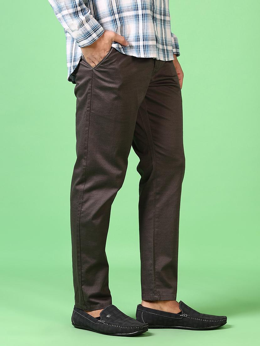 men solid mid rise flat front casual trouser - 21668407 - Standard Image - 2