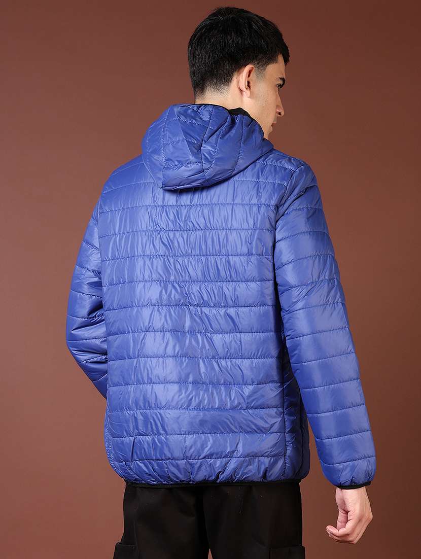 men's blue quilted hooded puffer jacket - 21668443 -  Standard Image - 2