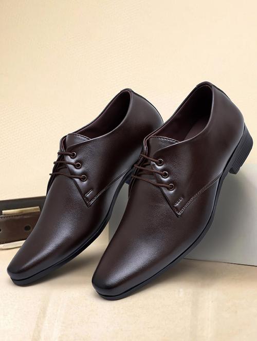 men brown lace-up derby - 21668628 - Standard Image - 0