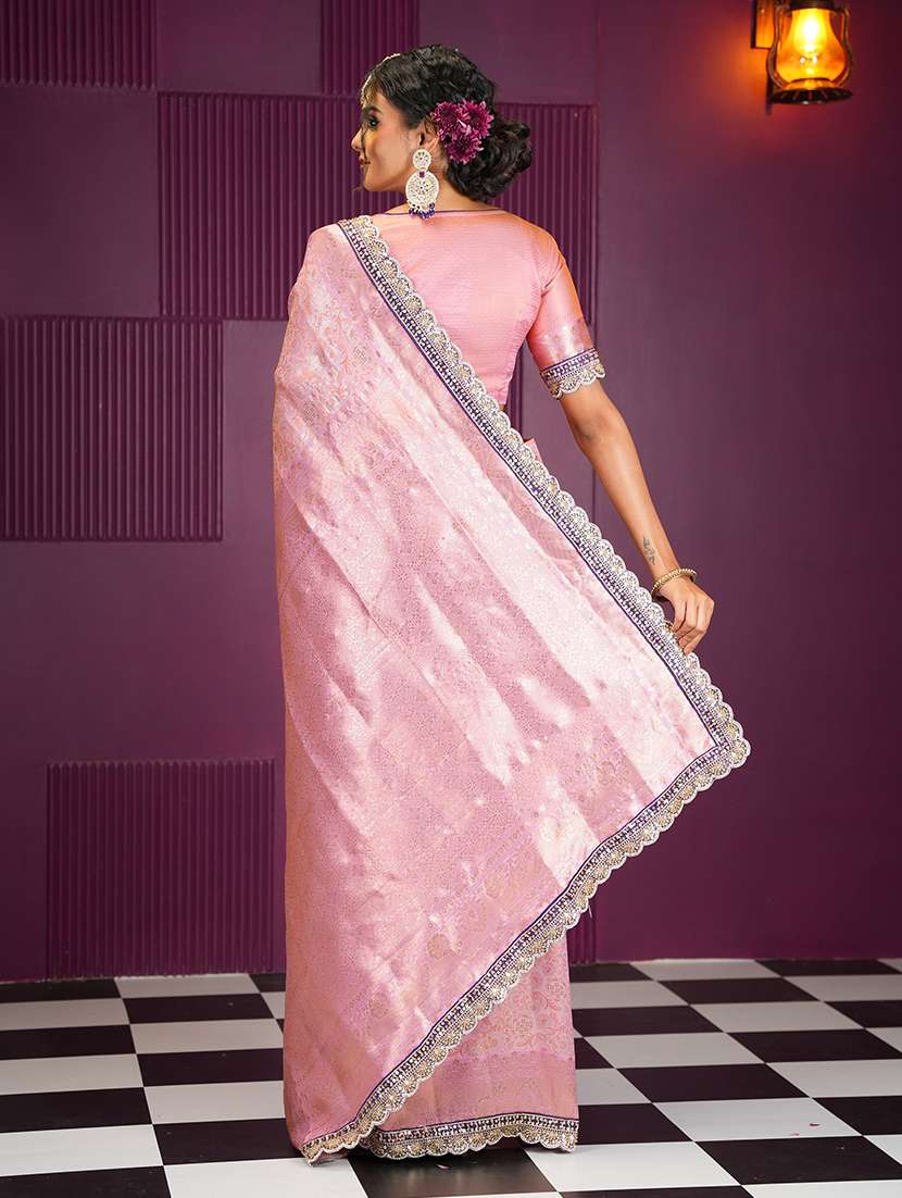 women pink self design banarasi saree with blouse - 21668674 - Standard Image - 2