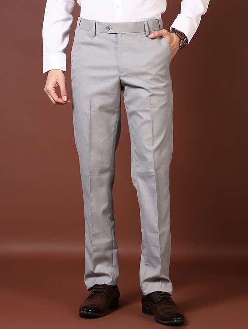men mid rise ankle length formal trouser - 21669067 -  Standard Image - 0