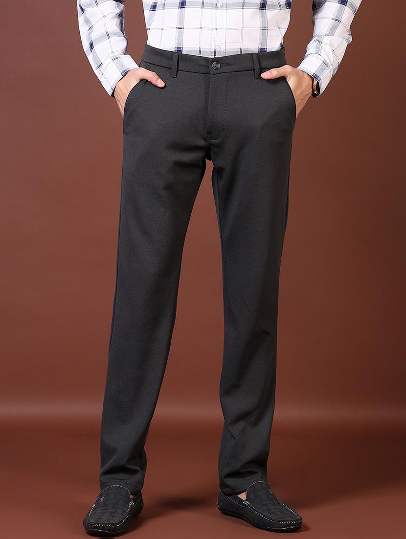 men solid flat front casual trouser - 21669073 -  Zoom Image - 0