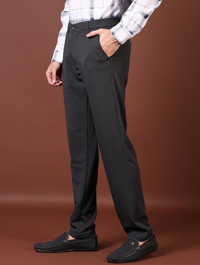 men solid flat front casual trouser - 21669073 - Standard Image - 2