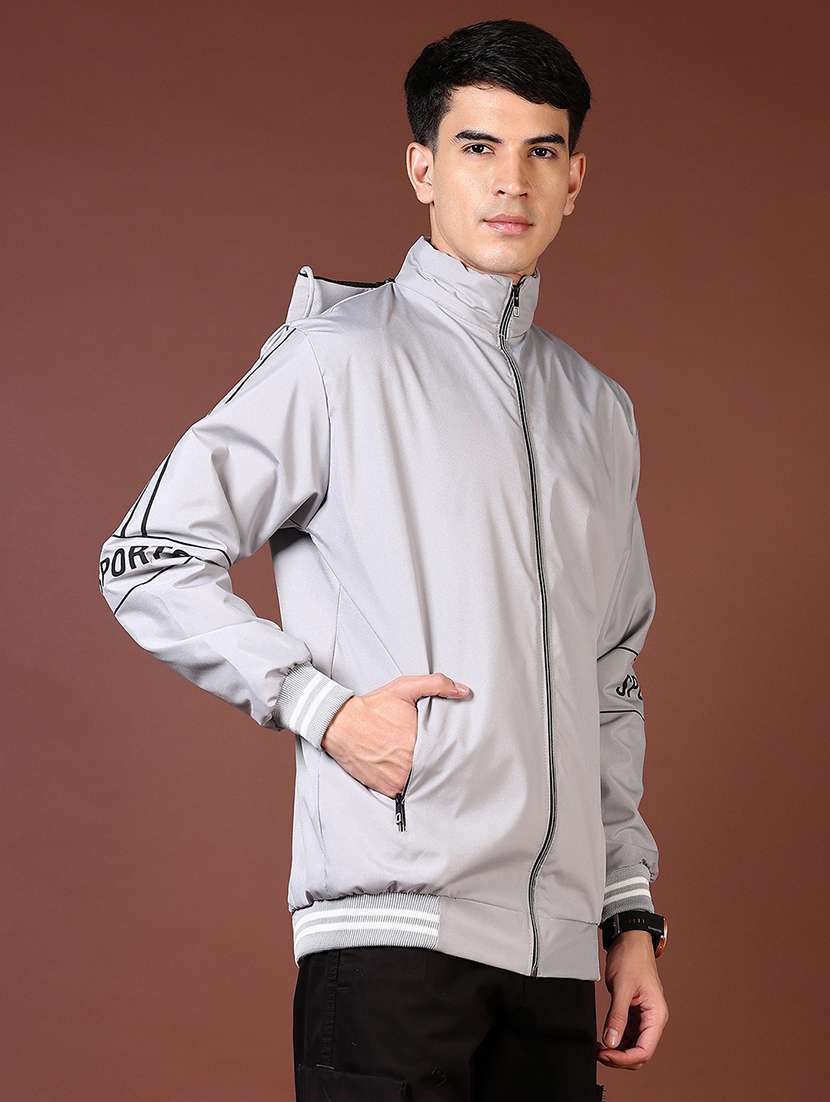 men solid long sleeve bomber jacket - 21669091 -  Standard Image - 2