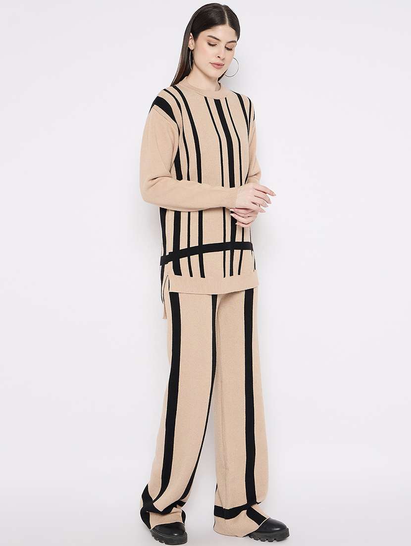 women striped winter wear co-ord set - 21669385 -  Standard Image - 2