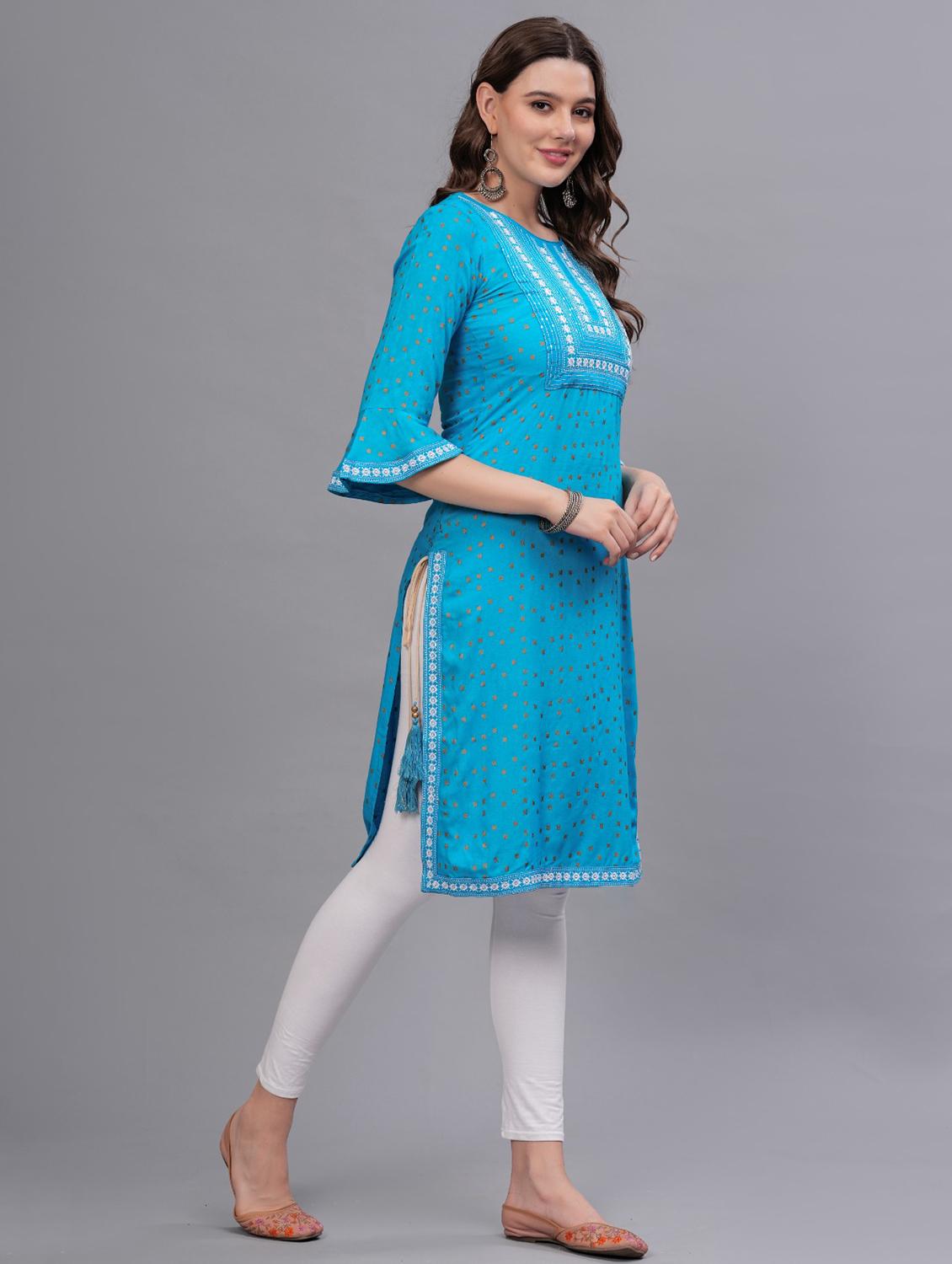 women printed round neck straight kurta - 21669404 - Standard Image - 2
