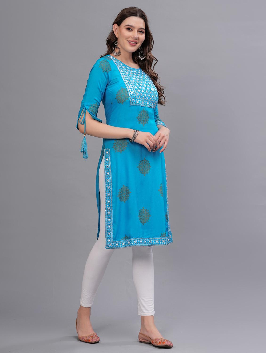 women printed round neck straight kurta - 21669413 - Standard Image - 2