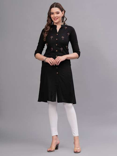 women embellished mandarin neck a-line kurta - 21669422 - Standard Image - 0