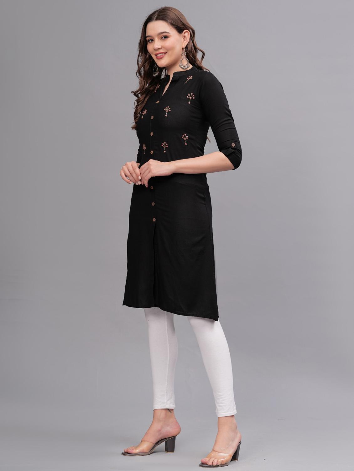 women embellished mandarin neck a-line kurta - 21669422 - Standard Image - 2