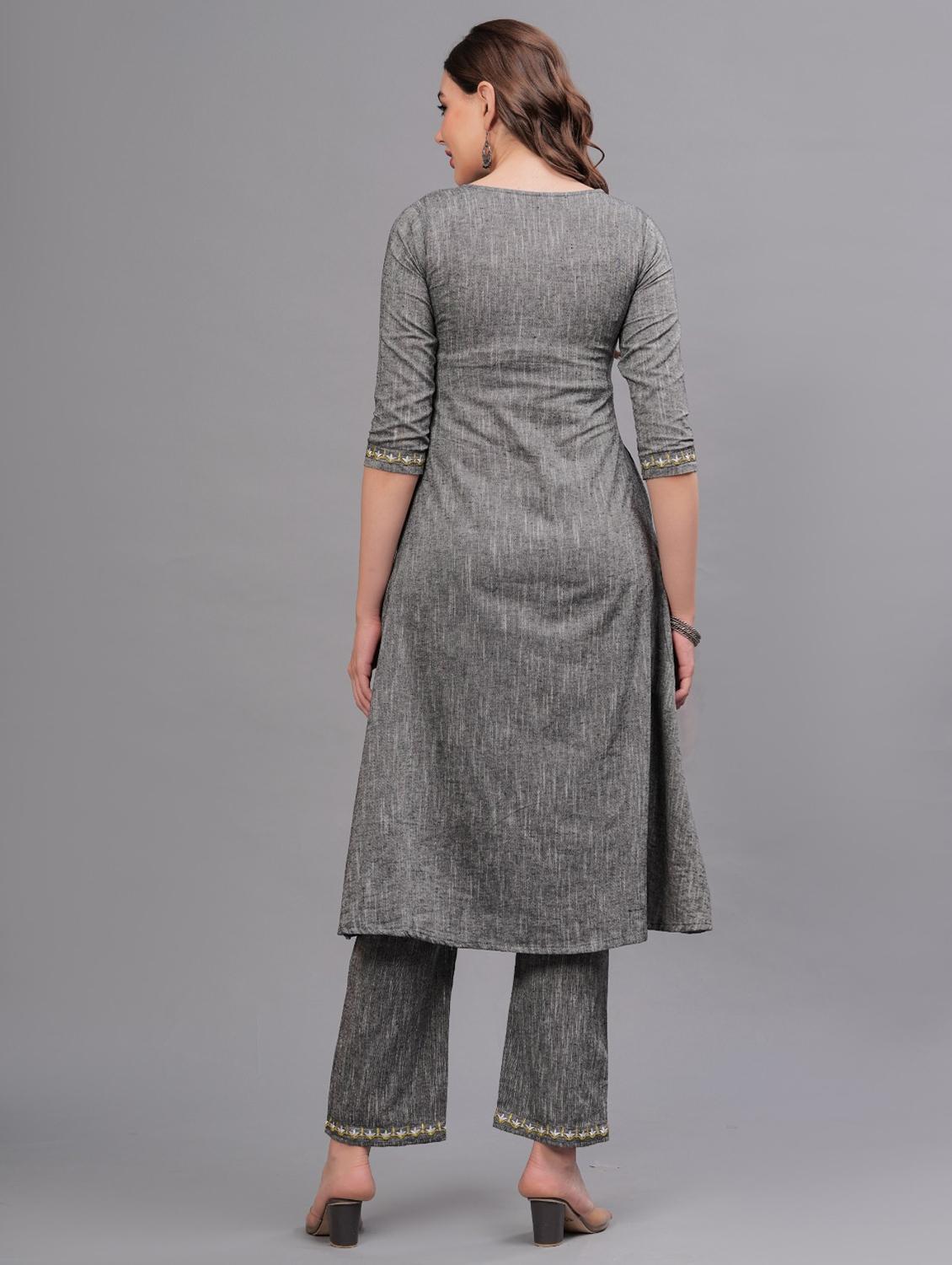women embroidered round neck kurta pant set - 21669432 - Standard Image - 2