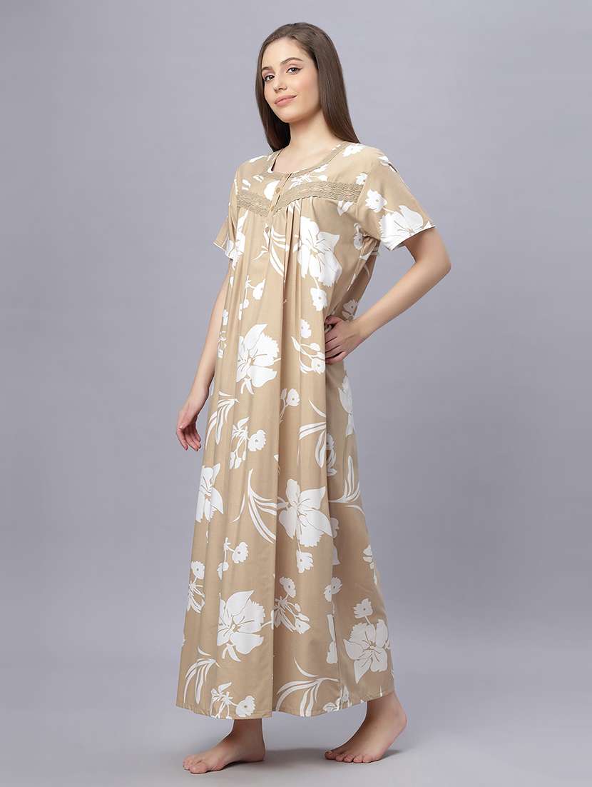 women printed short sleeves nighty - 21669468 -  Standard Image - 2