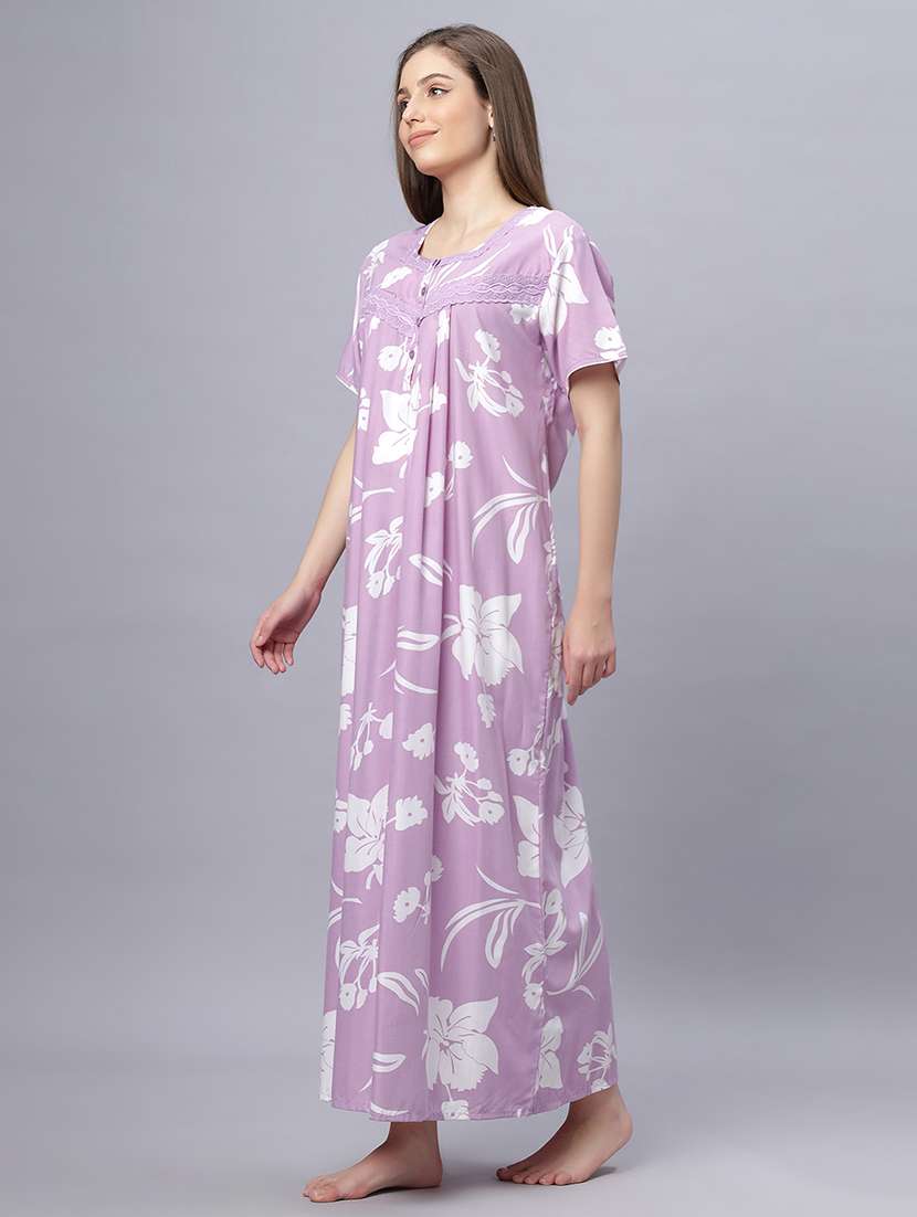 women printed short sleeves nighty - 21669470 -  Standard Image - 2