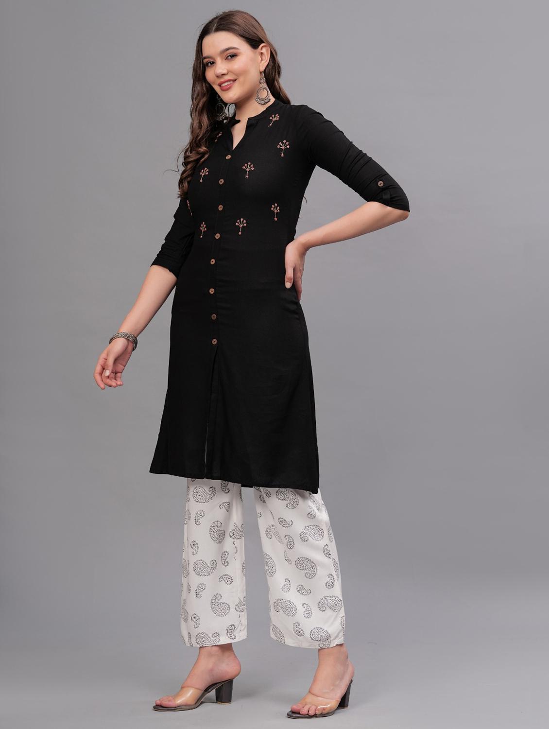 women embellished mandarin neck kurta pant set - 21669486 - Standard Image - 2