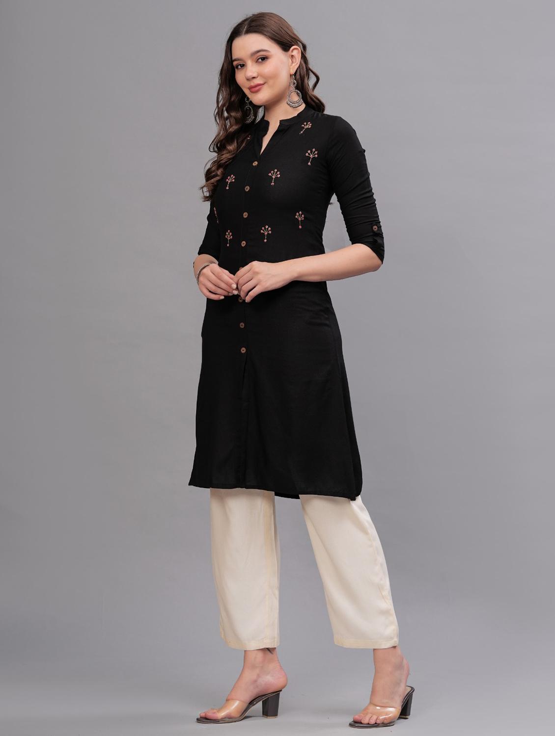 women embellished mandarin neck kurta pant set - 21669495 - Standard Image - 2