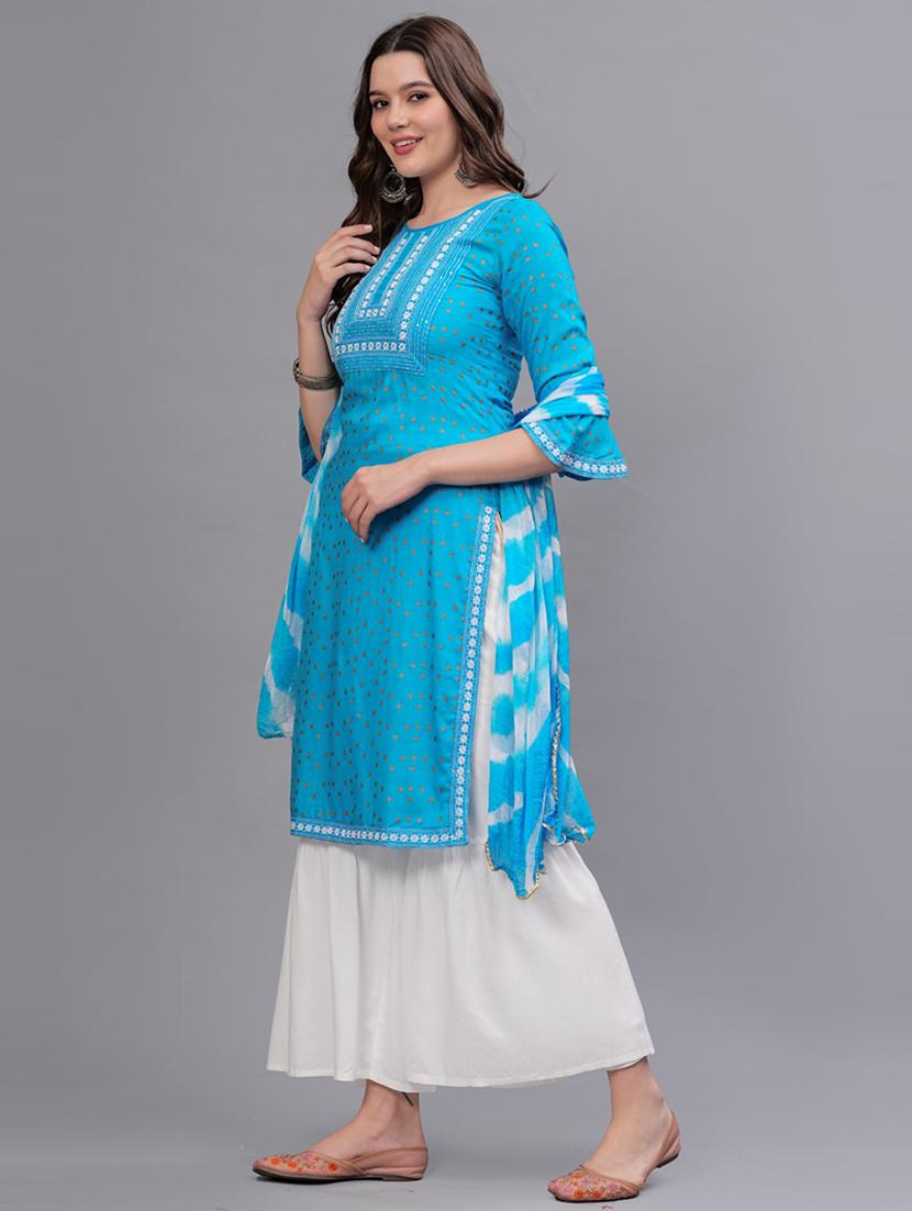women printed kurta sharara set with dupatta - 21669512 - Standard Image - 2