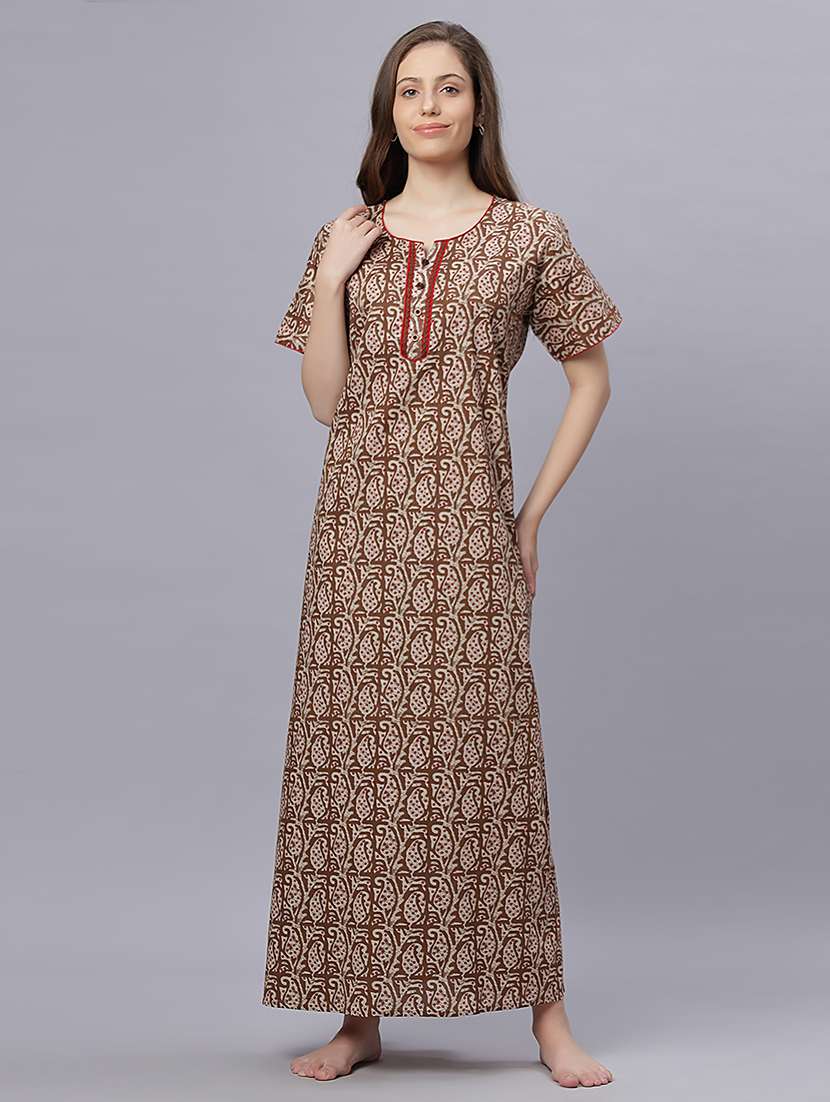 women printed short sleeves nighty - 21669552 -  Standard Image - 2