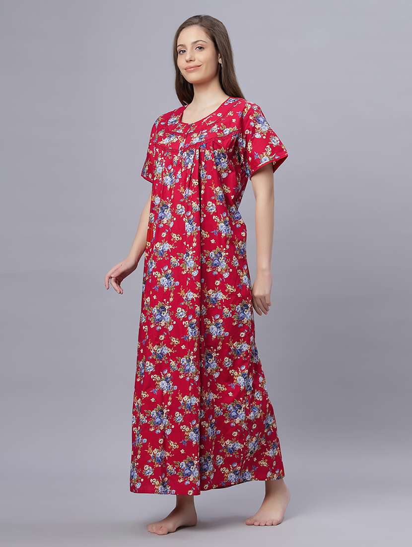women floral print short sleeves nighty - 21669554 -  Standard Image - 2
